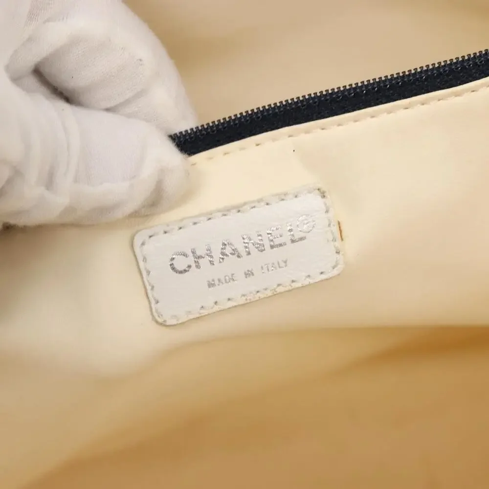 Chanel Canvas Bysy Line Tote Bag White
